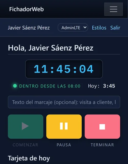 Fichador Digital en el móvil